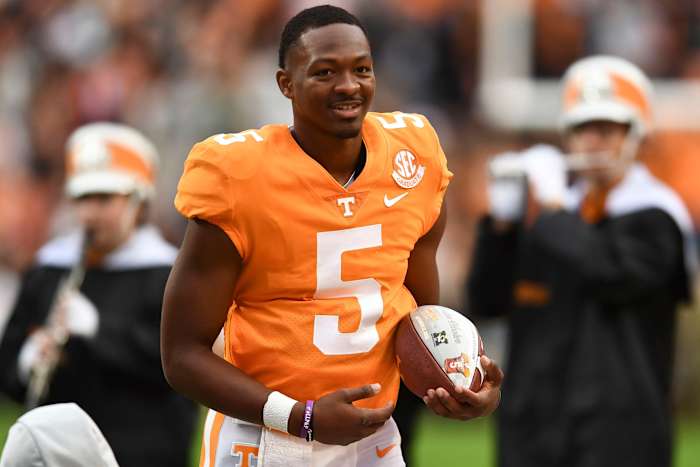 Former Tennessee Volunteers QB Hendon Hooker before the 2022 win over Missouri. (Photo by Saul Young of USA Today Network)
